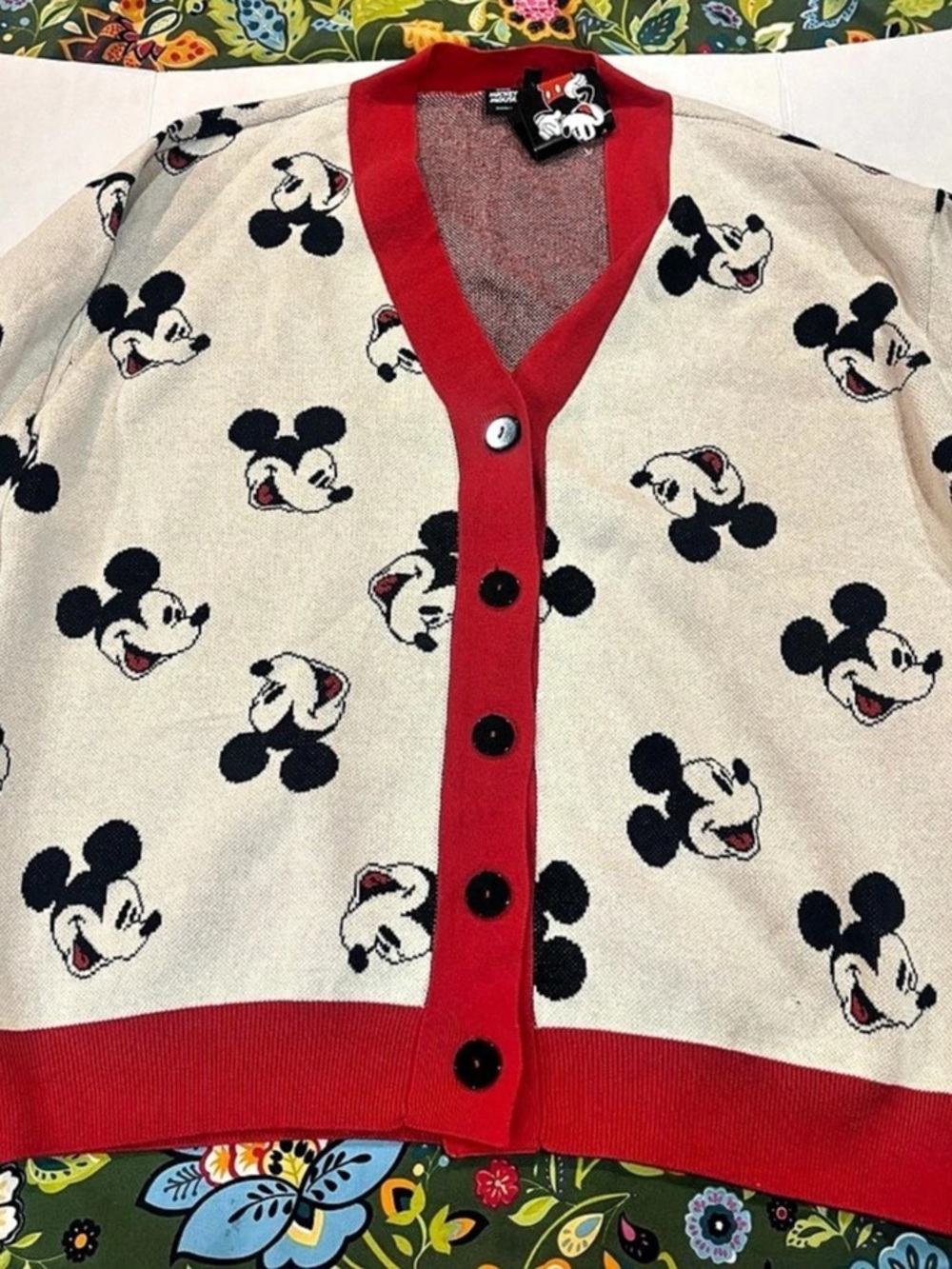 Mickey & Co. Mickey Mouse Cardigan in Cream & Red Size 2X NWT